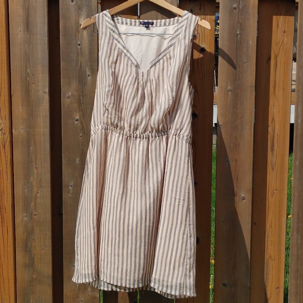 PRETTY GAP Dress Women's Size Large Nautical Stripe Light Navy and Cream